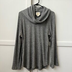 Anthropologie Maeve Gray Boho Cowl Neck Top - L